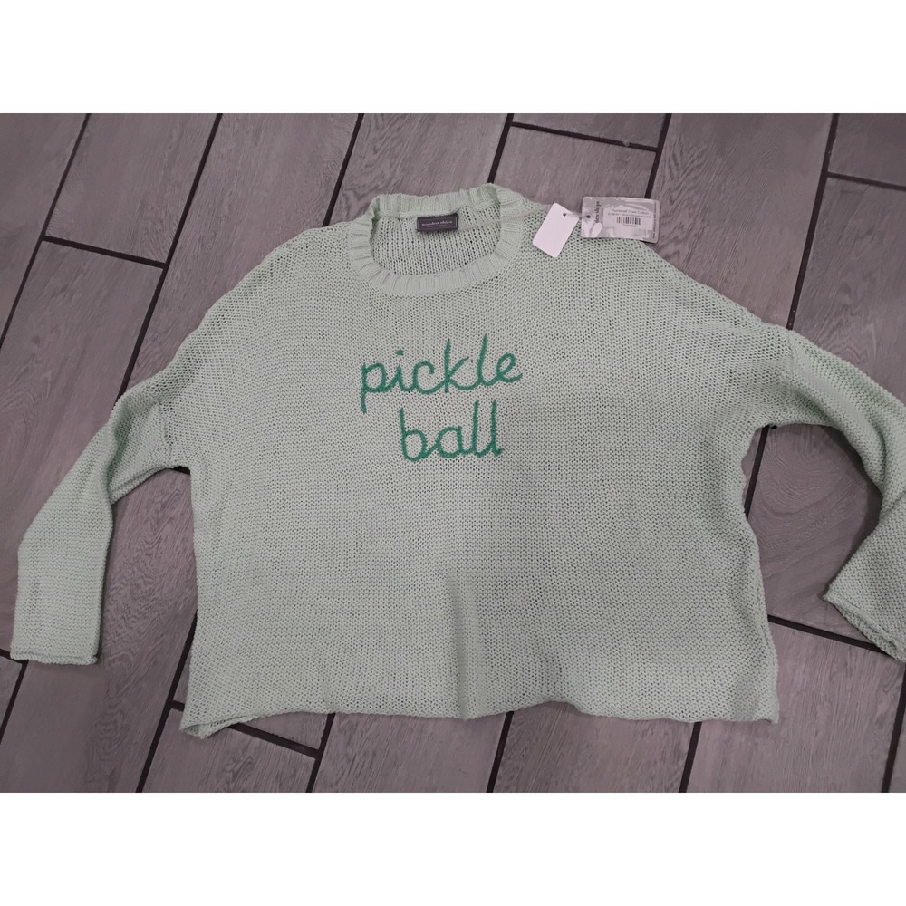 Wooden Ships Pickleball Crew Cotton Sweater Mojito Seagreen M/L NWT Snag